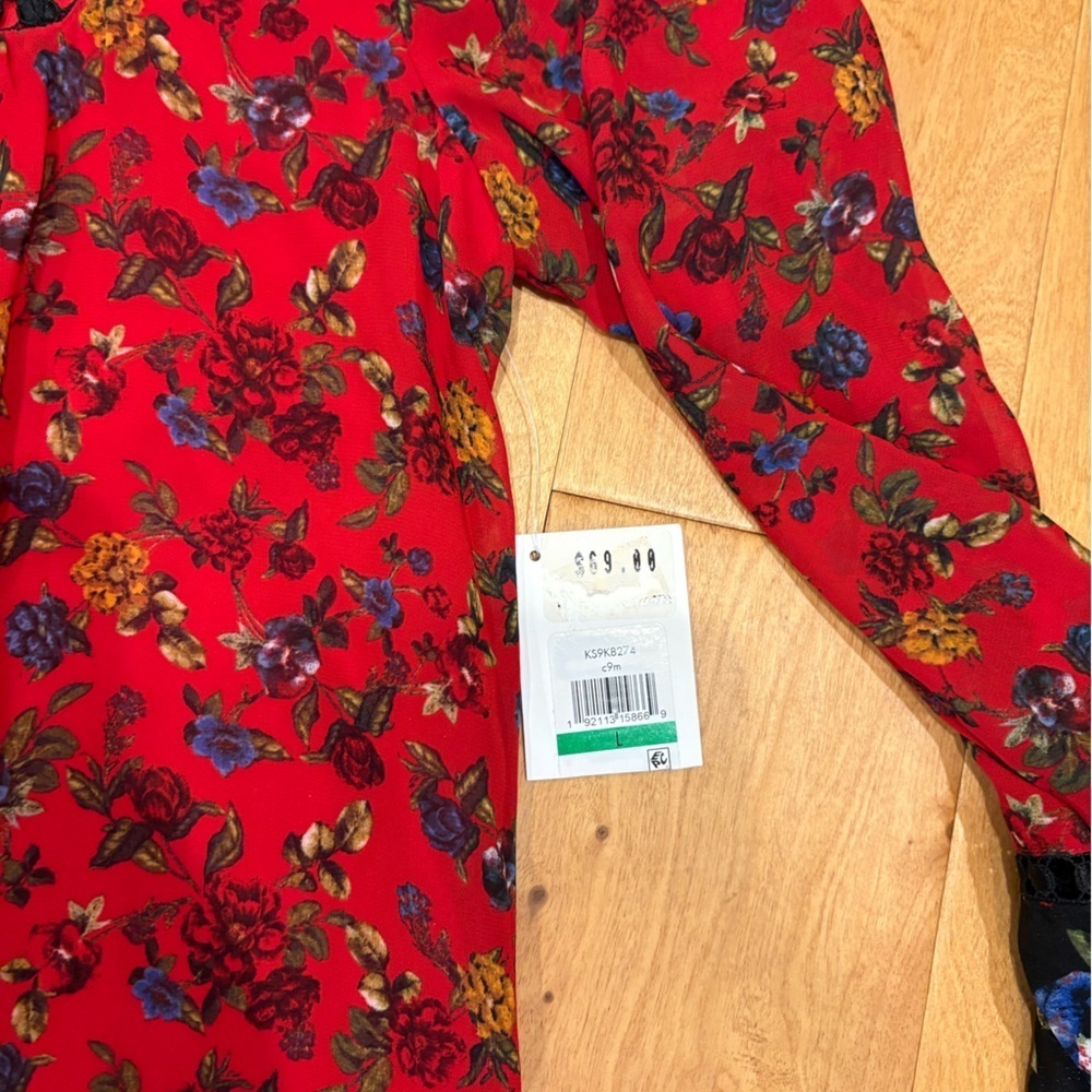CCO SALE! New with tag Kensie long sleeve red boho mini dress or tunic sz L - Picture 3 of 5